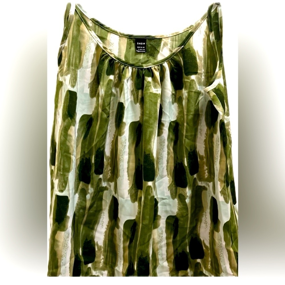 Shein Tank Top Spinach Green Paint Strokes